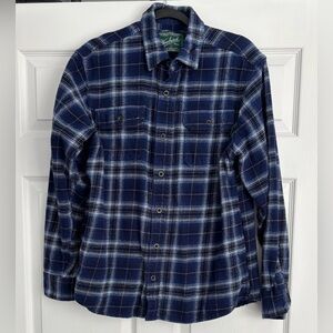 Woolrich Men’s Brawny Blue Plaid Heavy Brushed Flannel Shirt Jacket, Size M